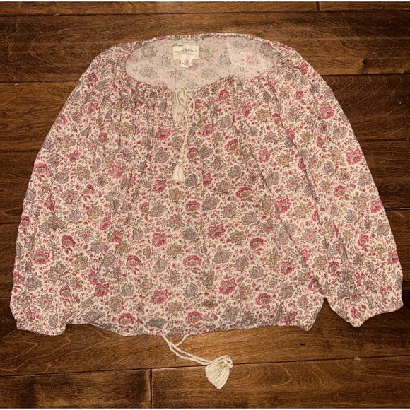 Denim & Supply Ralph Lauren Tops - Ralph Lauren Denim Supply Women Small Floral Boho Shirt Tassel Tie Blouse Top‎